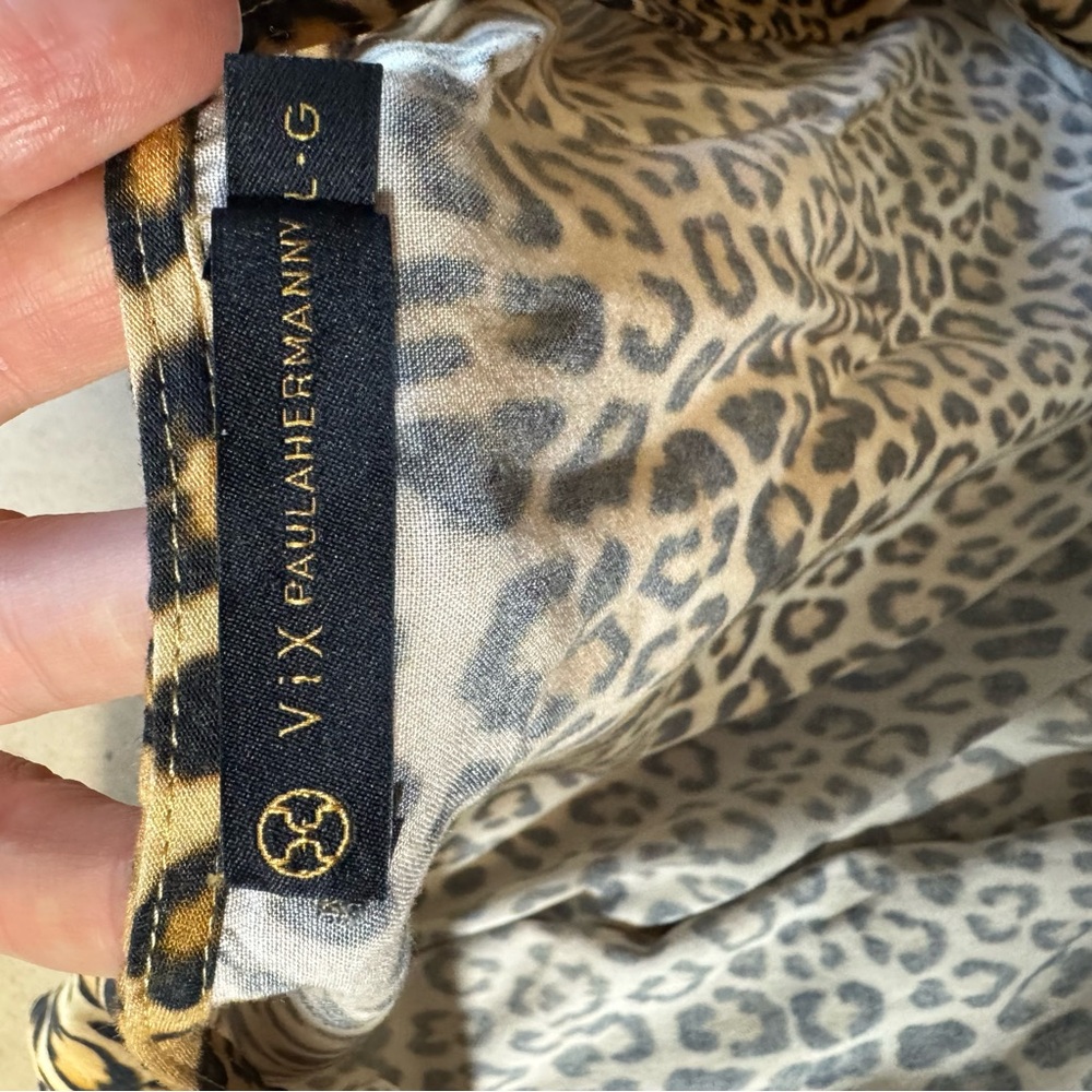 Vix Paula Hermanny Leopard Animal Print Swim Coverup Size Large - Picture 10 of 13
